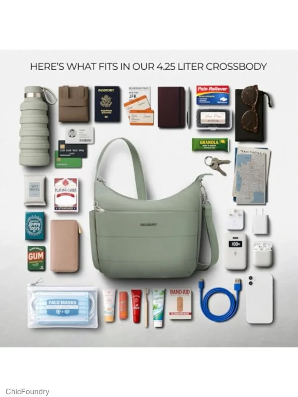 Slash Resistant Anti Theft RFID Blocking Nylon Crossbody Bag